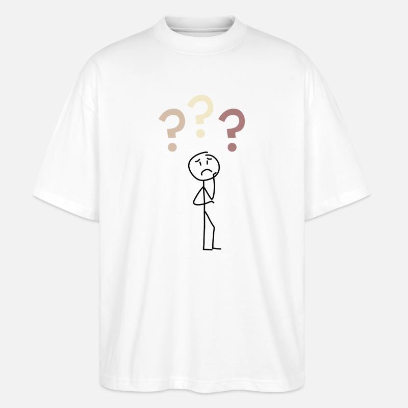 Three Question Marks – Minimal Mystery Design - Stanley/Stella Oversized Unisex Organic T-shirt Blaster 2.0 - white