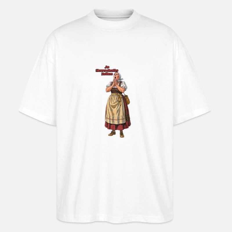 Dirndl Retro Jo Herrschaftszeiten - Stanley/Stella Oversized Unisex Bio T-Shirt Blaster 2.0 - Weiß