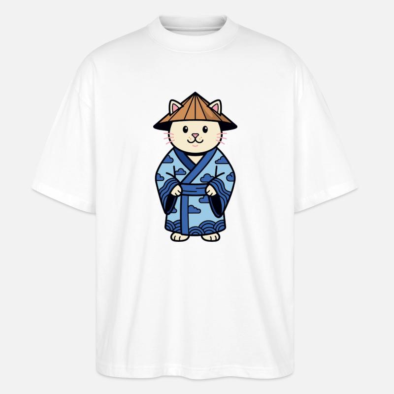 Chat de Chine mignon - T-shirt bio Blaster 2.0 coupe oversize Stanley/Stella Unisexe - blanc