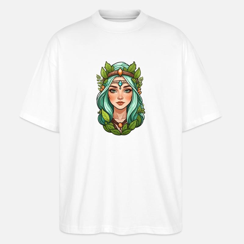Druidin Druide Fantasy Illustration - Stanley/Stella Oversized Unisex Bio T-Shirt Blaster 2.0 - Weiß