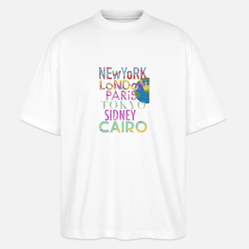 Villes du monde - T-shirt bio Blaster 2.0 coupe oversize Stanley/Stella Unisexe - blanc