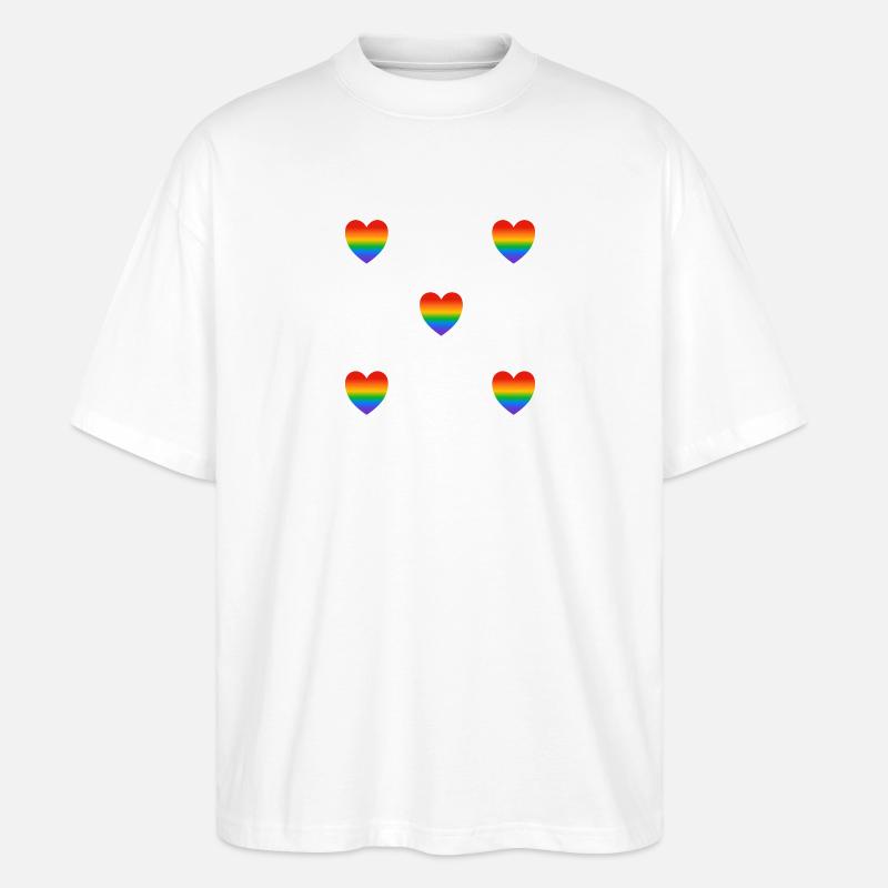 Regenbogen-Herzen - Stanley/Stella Oversized Unisex Bio T-Shirt Blaster 2.0 - Weiß