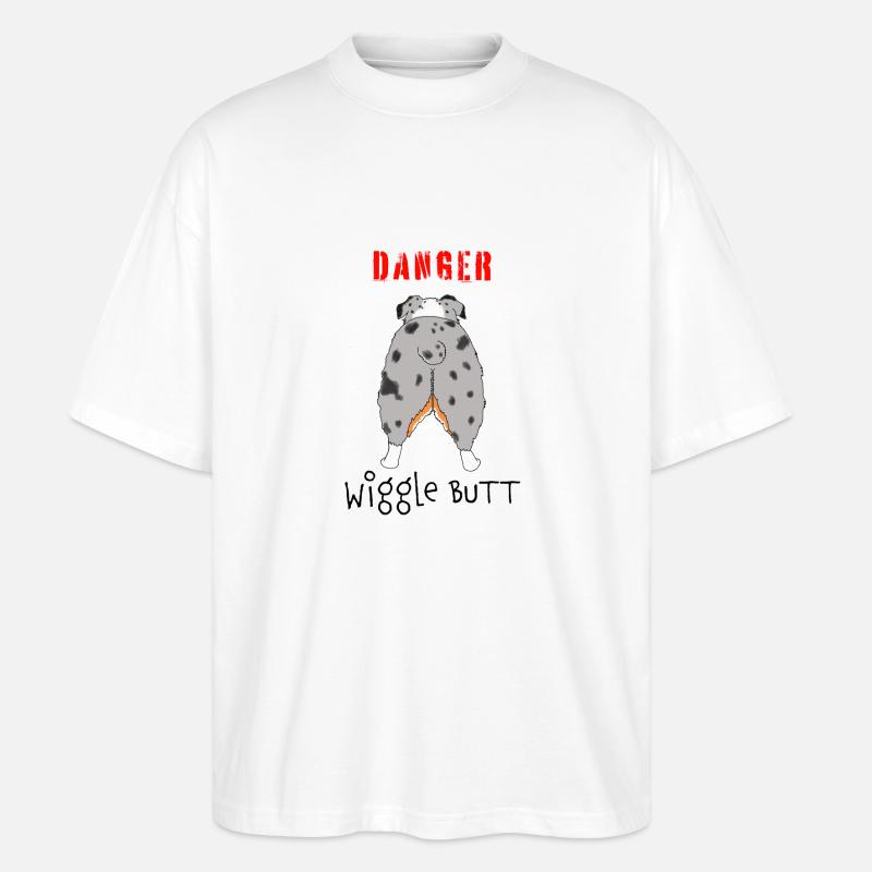 Aussie Danger Wiggle Butt - Stanley/Stella Oversized Unisex Bio T-Shirt Blaster 2.0 - Weiß