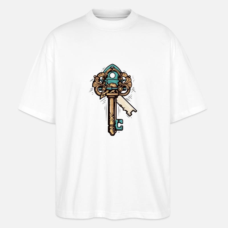 La clef jaune et verte - T-shirt bio Blaster 2.0 coupe oversize Stanley/Stella Unisexe - blanc