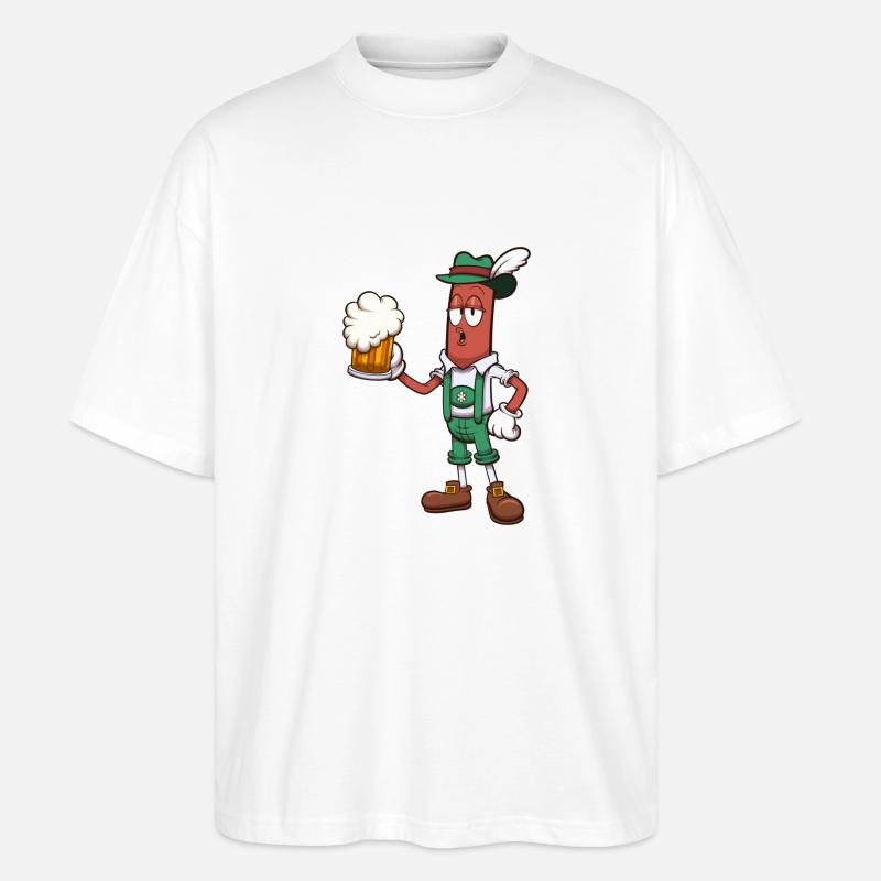 Wurst mit Bier - Stanley/Stella Oversized Unisex Bio T-Shirt Blaster 2.0 - Weiß