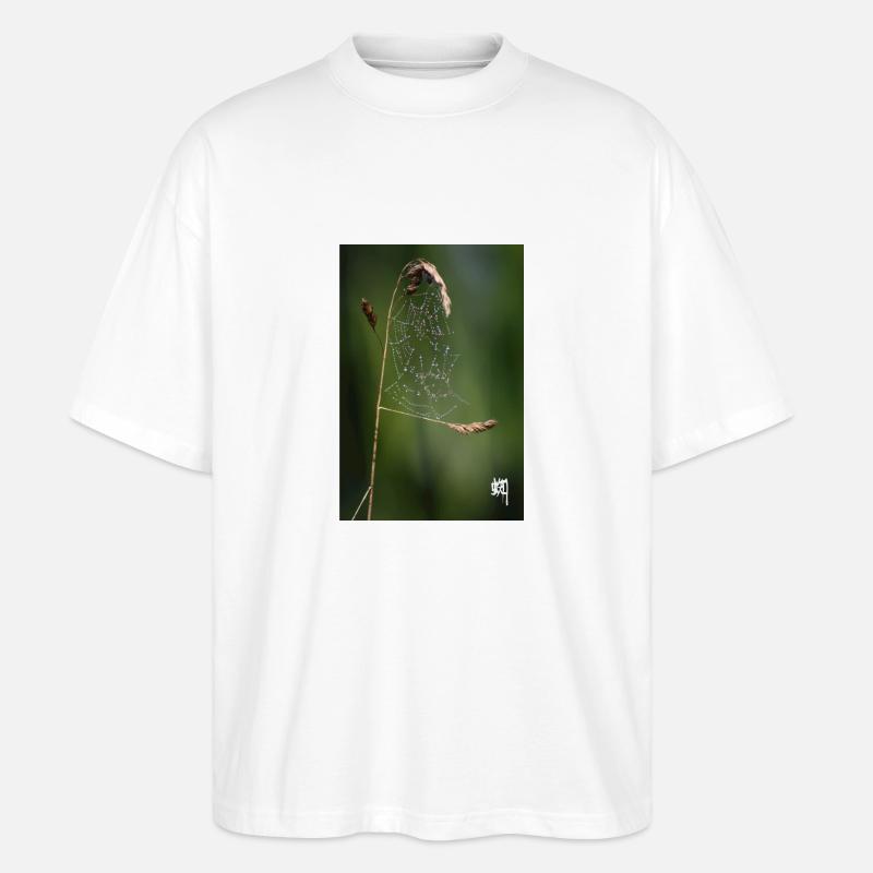 Spider Web, Dew & White Kumo - Stanley/Stella Oversized Unisex Organic T-shirt Blaster 2.0 - white