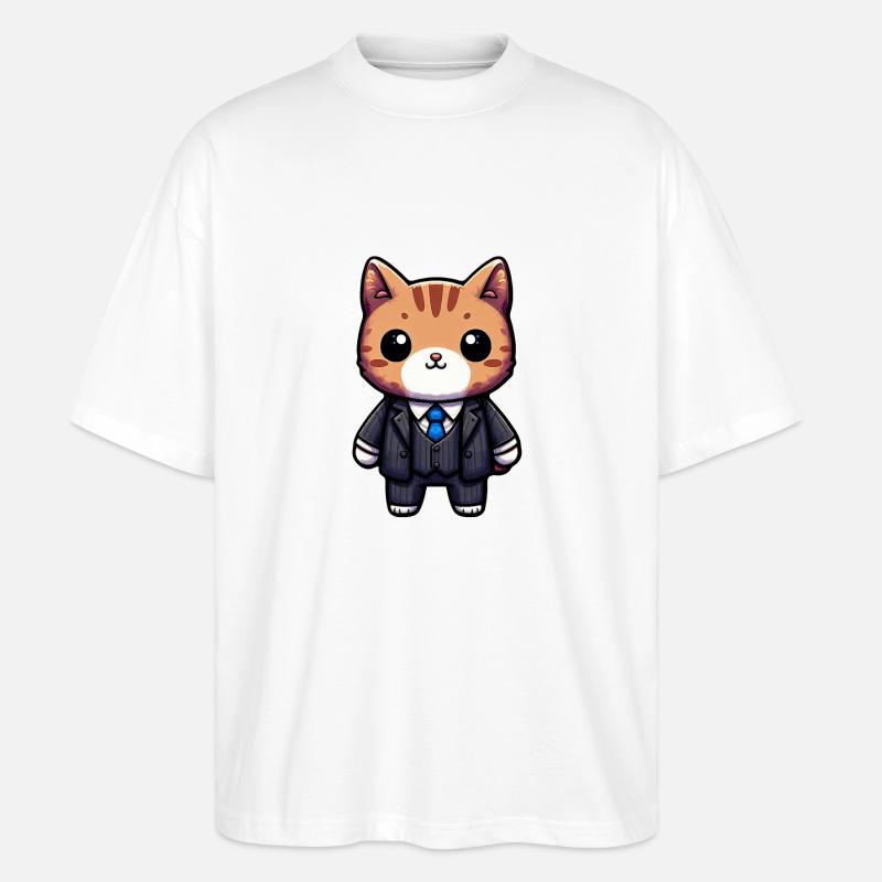 Charmante Katze Executive - Stanley/Stella Oversized Unisex Bio T-Shirt Blaster 2.0 - Weiß