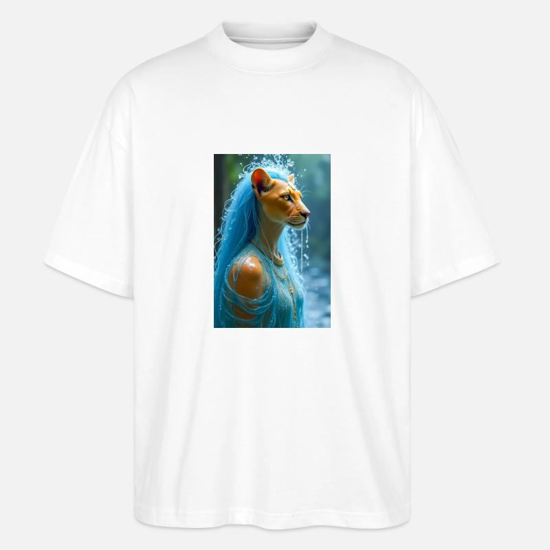 Tefnut, löwenköpfige Göttin - Stanley/Stella Oversized Unisex Bio T-Shirt Blaster 2.0 - Weiß