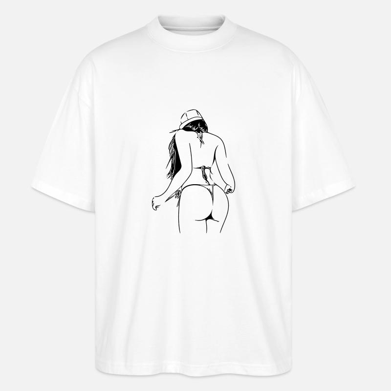 Dame im Bikini - Stanley/Stella Oversized Unisex Bio T-Shirt Blaster 2.0 - Weiß
