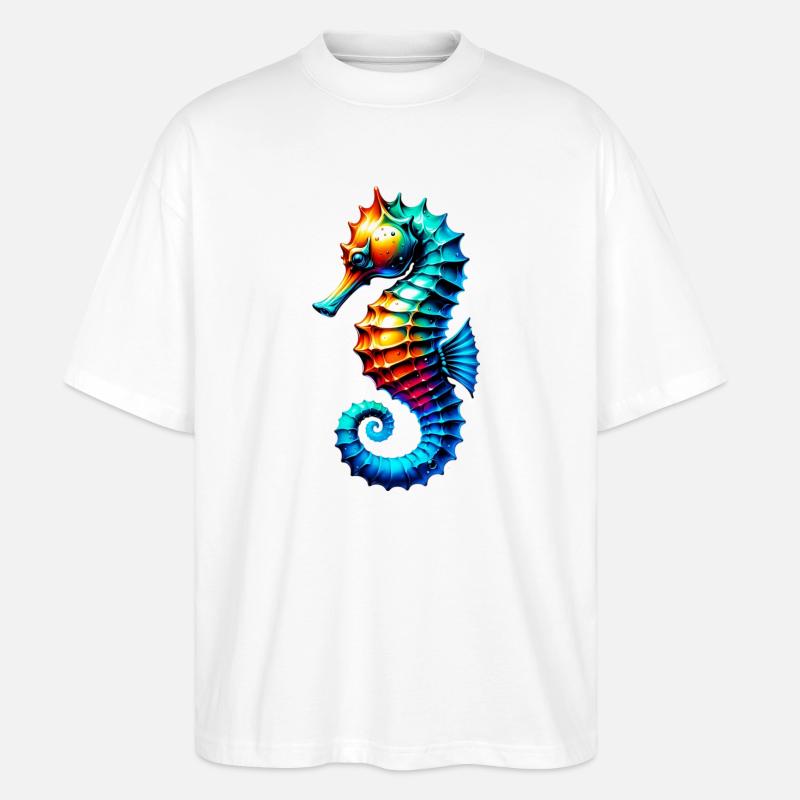 Seepferdchen - Stanley/Stella Oversized Unisex Bio T-Shirt Blaster 2.0 - Weiß