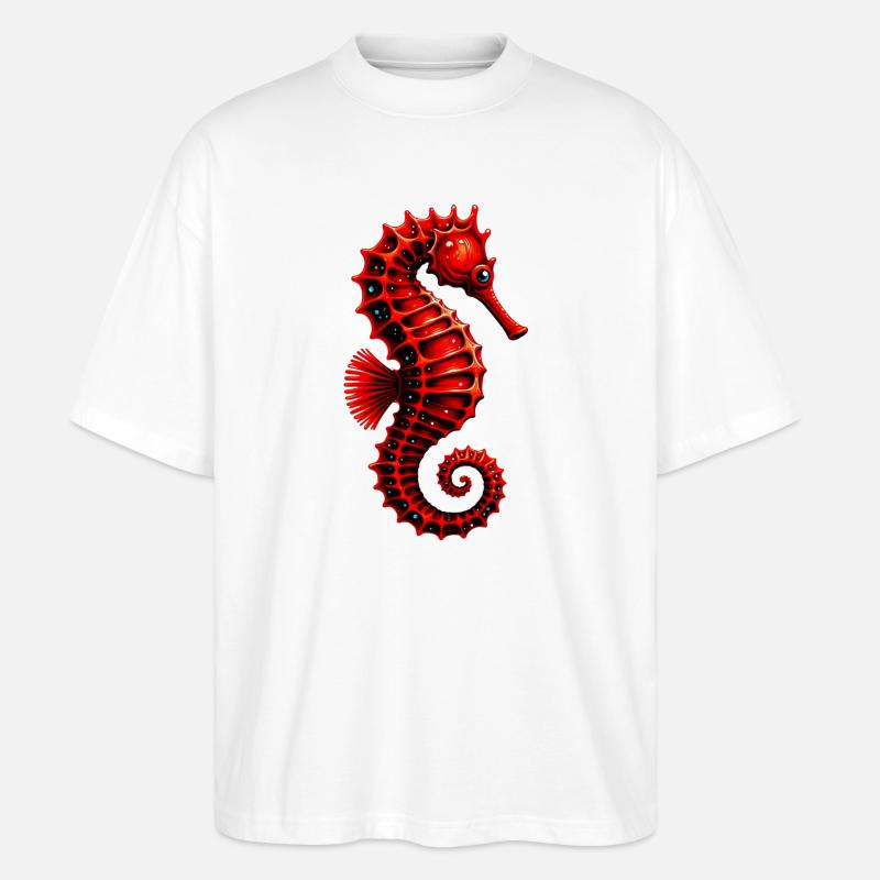 Seepferdchen - Stanley/Stella Oversized Unisex Bio T-Shirt Blaster 2.0 - Weiß
