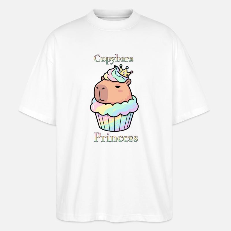Cupybara Princess Capybara Cupcake mit Krone - Stanley/Stella Oversized Unisex Bio T-Shirt Blaster 2.0 - Weiß