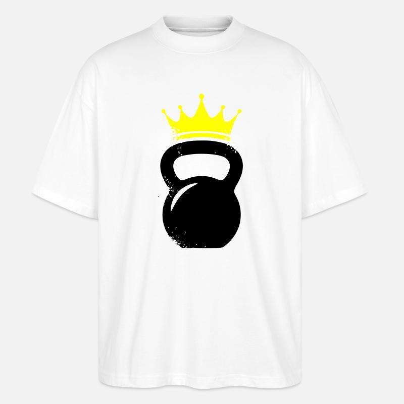 Kugelhantel Krone Gym Logo - Stanley/Stella Oversized Unisex Bio T-Shirt Blaster 2.0 - Weiß