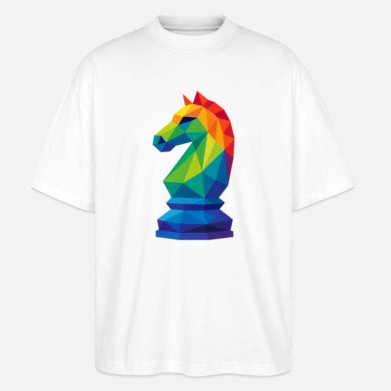 Cavalier Low-Poly : La Maîtrise Tactique - T-shirt bio Blaster 2.0 coupe oversize Stanley/Stella Unisexe - blanc