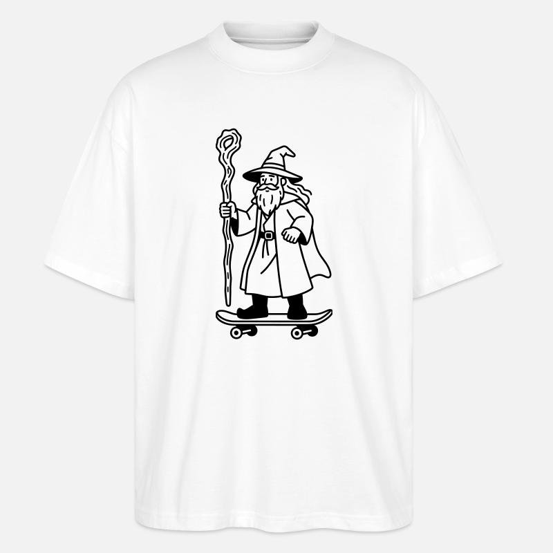 Zauberer auf Skateboard - Stanley/Stella Oversized Unisex Bio T-Shirt Blaster 2.0 - Weiß