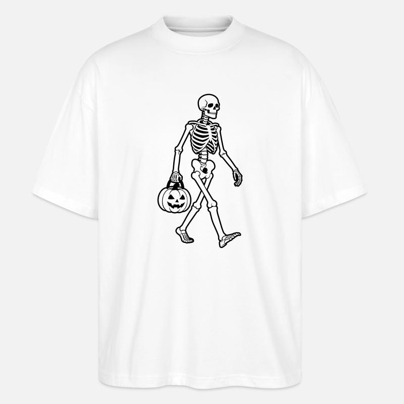 Squelette Halloween - T-shirt bio Blaster 2.0 coupe oversize Stanley/Stella Unisexe - blanc
