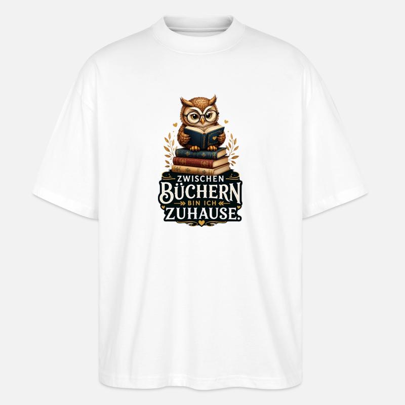Zwischen Büchern zuhause - Stanley/Stella Oversized Unisex Bio T-Shirt Blaster 2.0 - Weiß