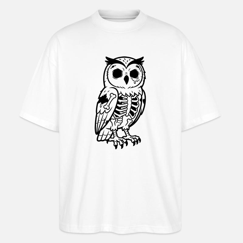 Zombie-Eule - Stanley/Stella Oversized Unisex Bio T-Shirt Blaster 2.0 - Weiß