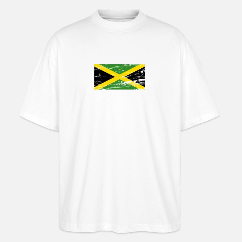 Jamaica Flagge - Stanley/Stella Oversized Unisex Bio T-Shirt Blaster 2.0 - Weiß