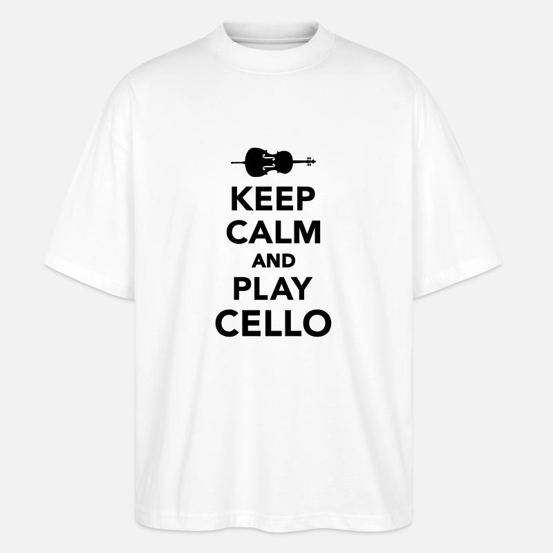 Keep calm and Play Cello - Stanley/Stella Oversized Unisex Organic T-shirt Blaster 2.0 - white
