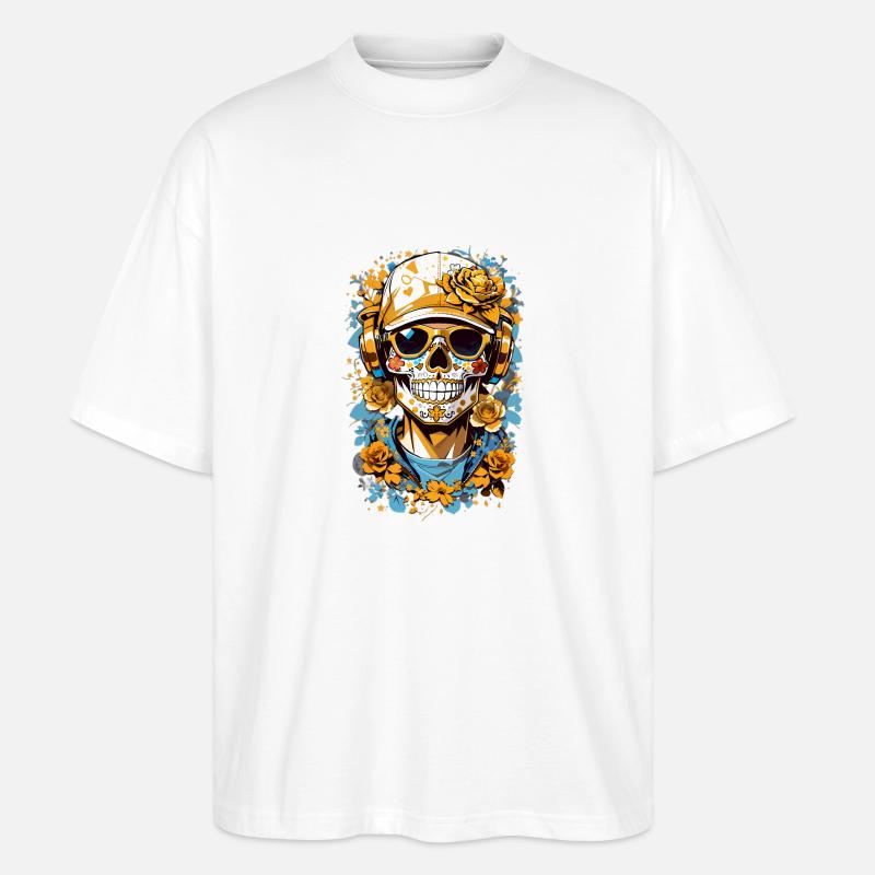 Zucker Schädel - Stanley/Stella Oversized Unisex Bio T-Shirt Blaster 2.0 - Weiß