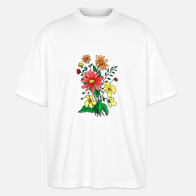 Blumen - Stanley/Stella Oversized Unisex Bio T-Shirt Blaster 2.0 - Weiß