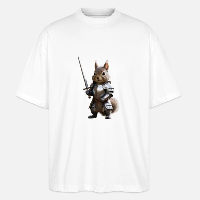 Eichhörnchen-Ritter-Schwert 1 - Stanley/Stella Oversized Unisex Bio T-Shirt Blaster 2.0 - Weiß