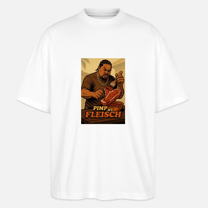Pimp my Fleisch - Stanley/Stella Oversized Unisex Bio T-Shirt Blaster 2.0 - Weiß