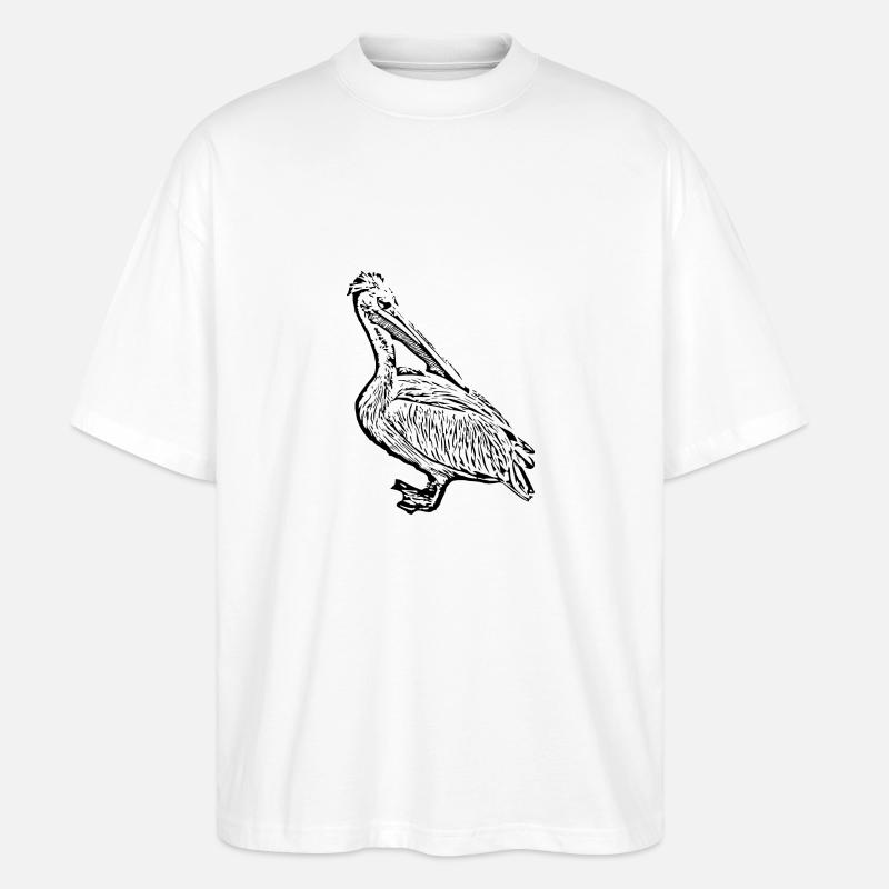 Pelikane Vogel Vögel Pelecanus - Stanley/Stella Oversized Unisex Bio T-Shirt Blaster 2.0 - Weiß