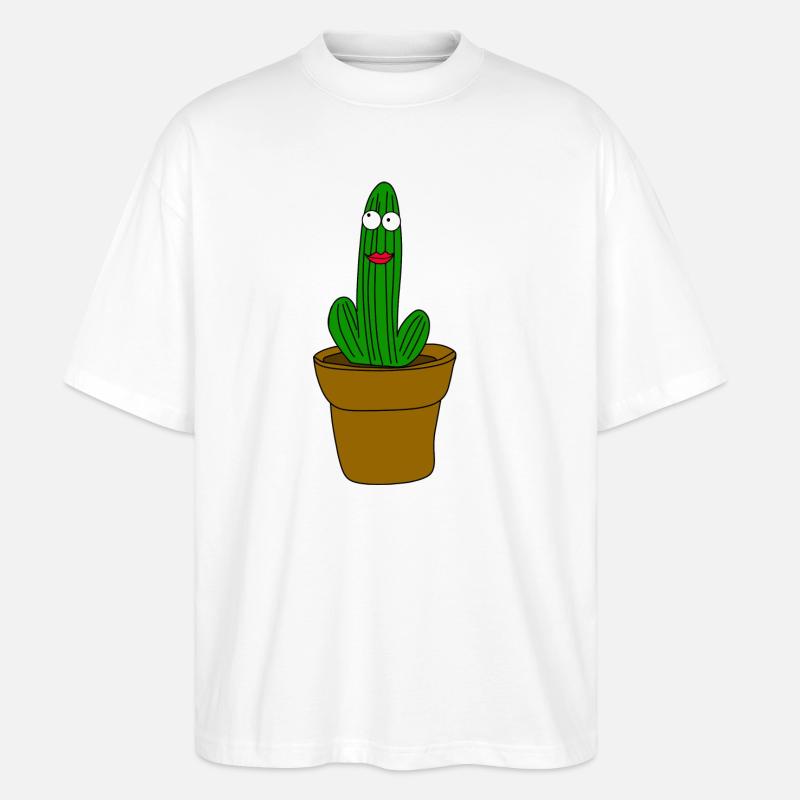 kaktus mit gesicht - Stanley/Stella Oversized Unisex Bio T-Shirt Blaster 2.0 - Weiß