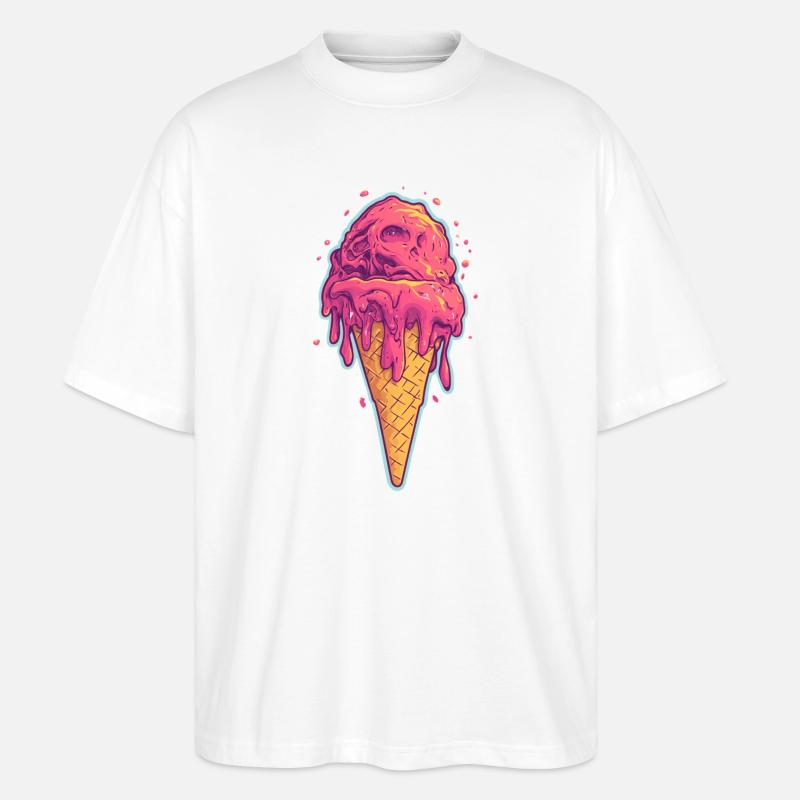 Eiscreme Eis - Stanley/Stella Oversized Unisex Bio T-Shirt Blaster 2.0 - Weiß