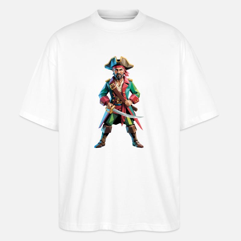 Pirat - Cooles Low Poly Logo - Stanley/Stella Oversized Unisex Bio T-Shirt Blaster 2.0 - Weiß