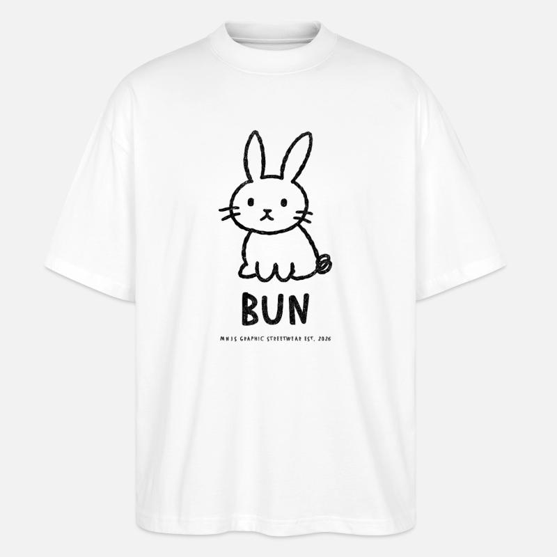 Chignon graphique naïf – Imprimé devant - T-shirt bio Blaster 2.0 coupe oversize Stanley/Stella Unisexe - blanc