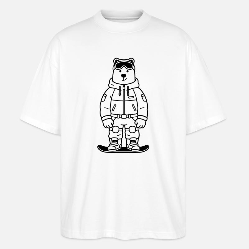 Bear Snowboarder - Stanley/Stella Oversized Unisex Bio T-Shirt Blaster 2.0 - Weiß