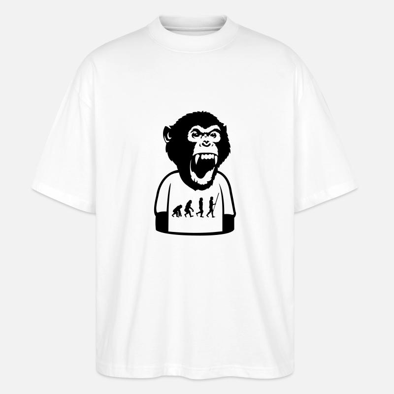 Monkey Evolution - Stanley/Stella Oversized Unisex Organic T-shirt Blaster 2.0 - white