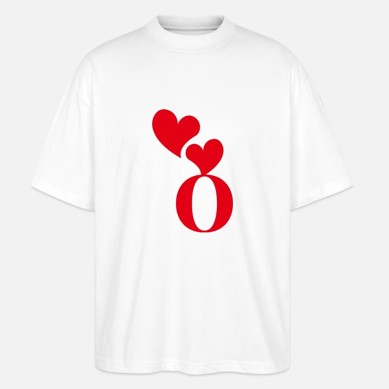 Buchstabe o rotes Herz - Stanley/Stella Oversized Unisex Bio T-Shirt Blaster 2.0 - Weiß