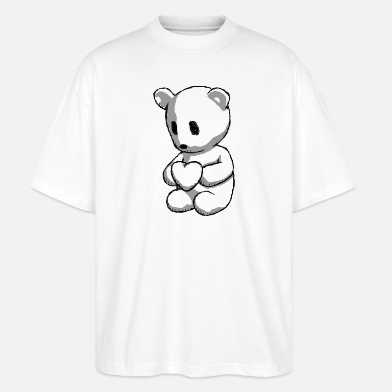 Teddy mit Herz - Stanley/Stella Oversized Unisex Bio T-Shirt Blaster 2.0 - Weiß