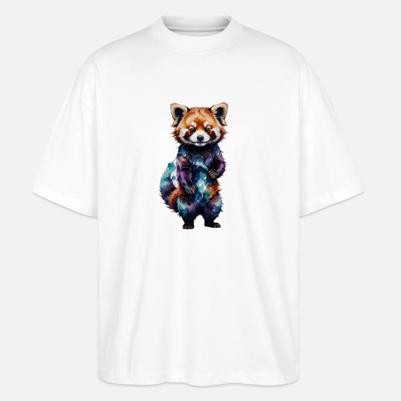 Bunter Panda Aquarell-Design - Stanley/Stella Oversized Unisex Bio T-Shirt Blaster 2.0 - Weiß
