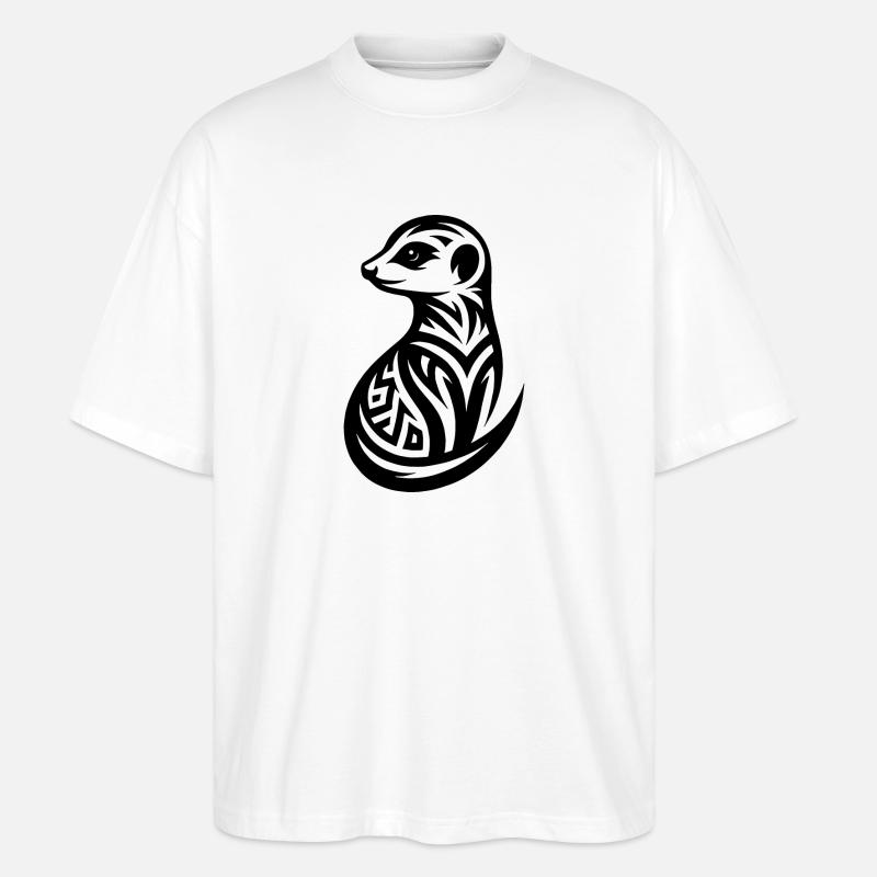 Putziges Erdmännchen im Tattoo Style - Stanley/Stella Oversized Unisex Bio T-Shirt Blaster 2.0 - Weiß