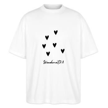 Wondercat 2 0 COEURS NOIRS - T-shirt bio Blaster 2.0 coupe oversize Stanley/Stella Unisexe - blanc - Devant - Alina (178cm) & Michal (187cm)