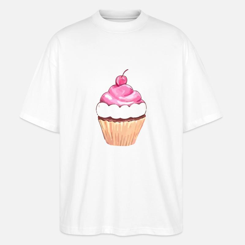 Cupcake Love Kirsche - Stanley/Stella Oversized Unisex Bio T-Shirt Blaster 2.0 - Weiß