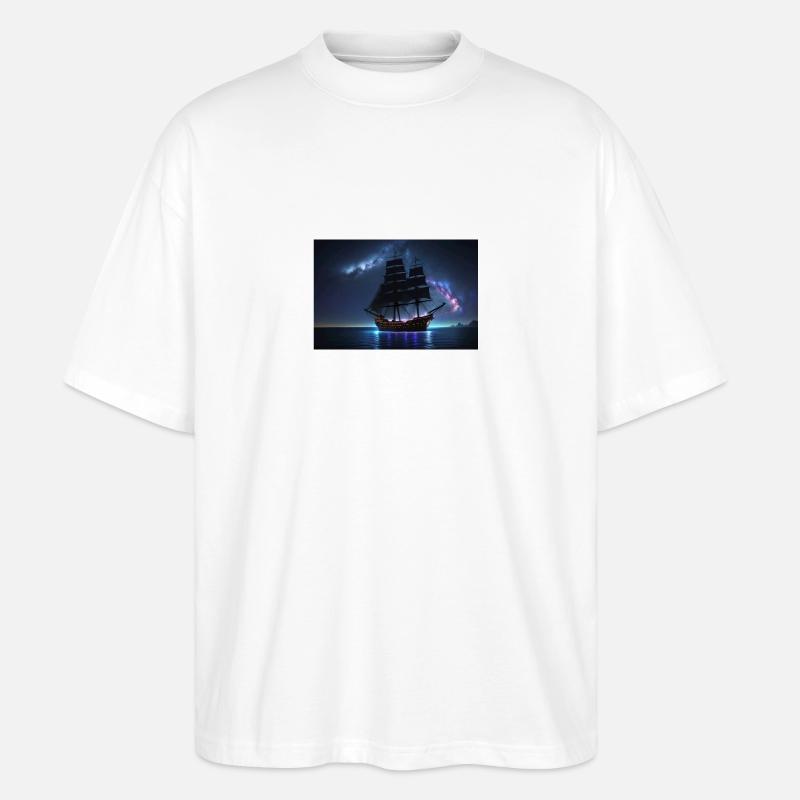 Segelschiff unter mystischem Himmel - Stanley/Stella Oversized Unisex Bio T-Shirt Blaster 2.0 - Weiß