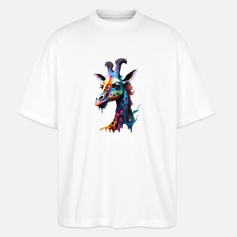 Giraffe, bunt - Stanley/Stella Oversized Unisex Bio T-Shirt Blaster 2.0 - Weiß