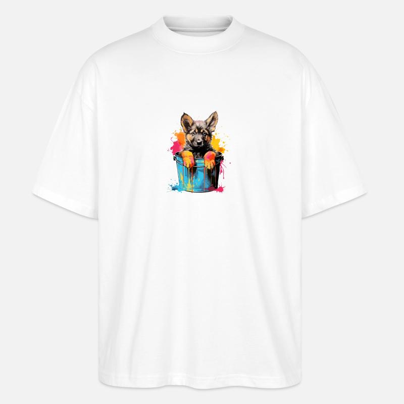 Deutscher Schäferhund Hund Hunderasse - Stanley/Stella Oversized Unisex Bio T-Shirt Blaster 2.0 - Weiß