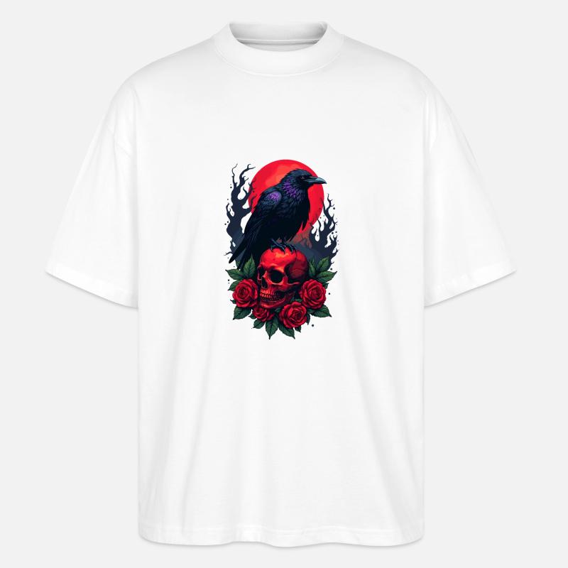 Corbeau majestueux - T-shirt bio Blaster 2.0 coupe oversize Stanley/Stella Unisexe - blanc