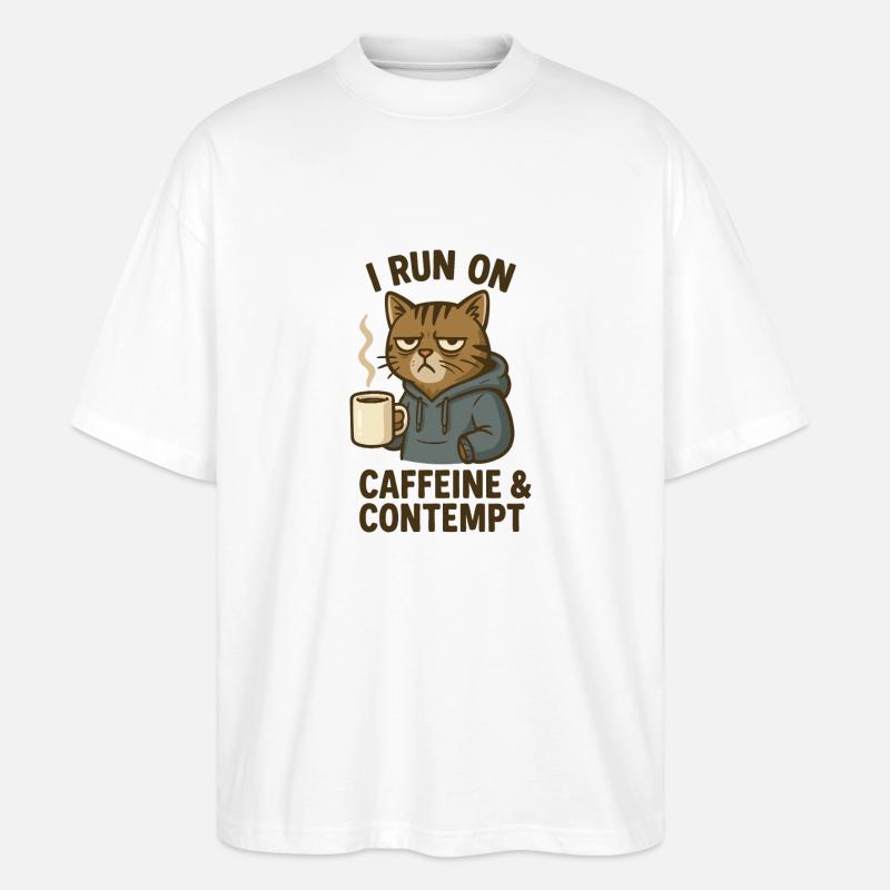 Kaffe Katze - Stanley/Stella Oversized Unisex Bio T-Shirt Blaster 2.0 - Weiß