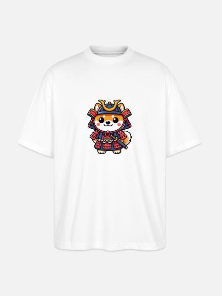 Samurai Shiba Inu - Stanley/Stella Oversized Unisex Organic T-shirt Blaster 2.0 - white