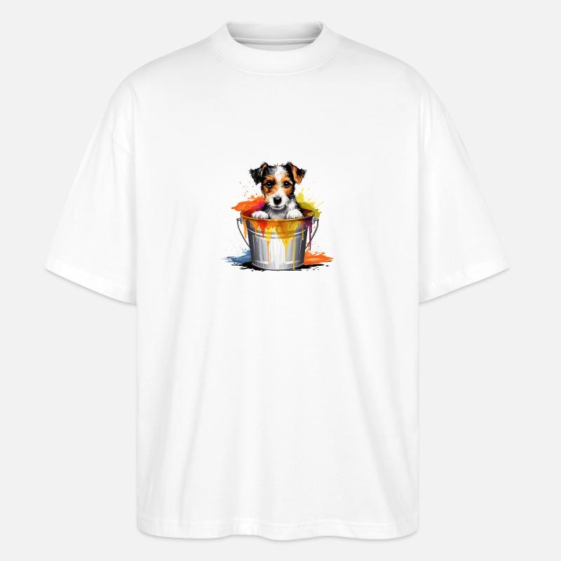 Foxterrier Hund Hunderasse - Stanley/Stella Oversized Unisex Bio T-Shirt Blaster 2.0 - Weiß