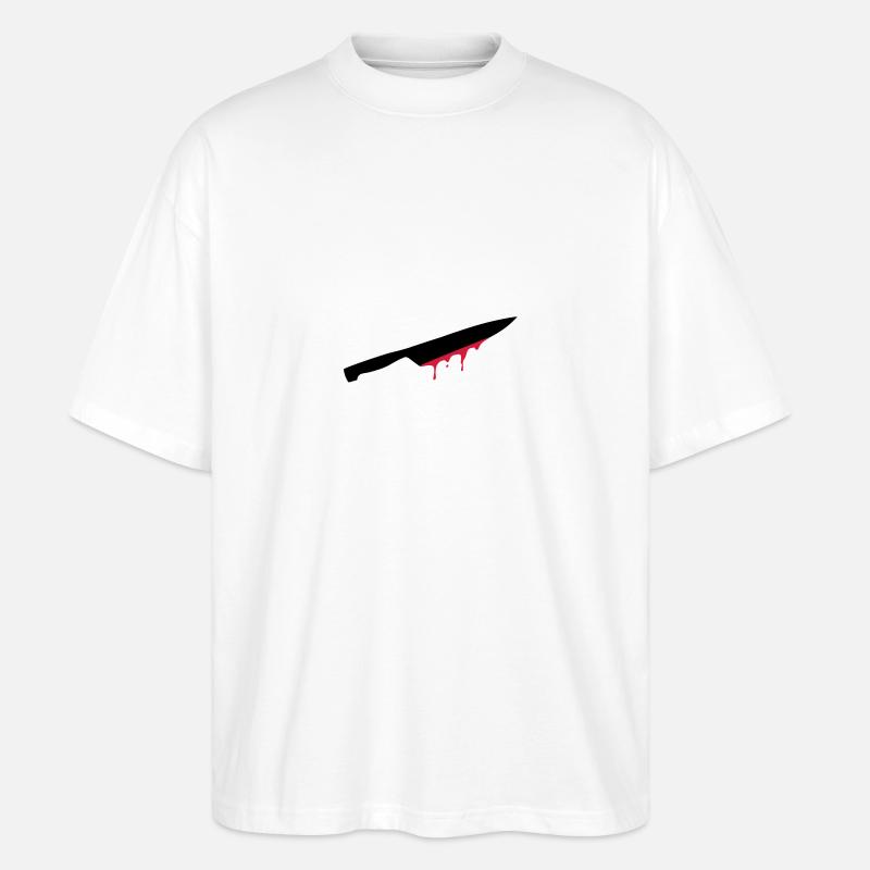 messer, klinge, blut, - Stanley/Stella Oversized Unisex Bio T-Shirt Blaster 2.0 - Weiß