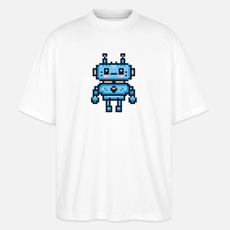 Süßer Pixel-Art-Roboter – Süßer Retro-Gaming-Roboter - Stanley/Stella Oversized Unisex Bio T-Shirt Blaster 2.0 - Weiß